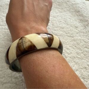 Brown and Cream Bangle Bracelet